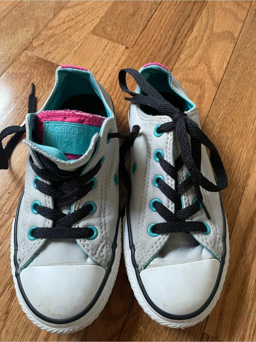 Converse All Star Chuck Taylor Double Tongue Sneaker US 12.5 Gray/Pink